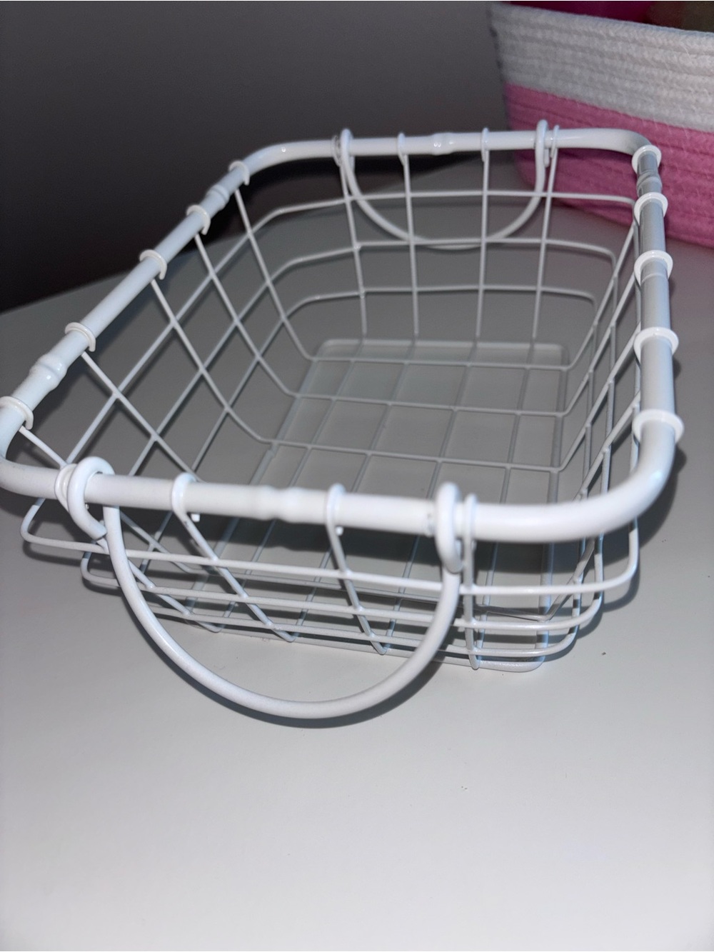 White Metal Wire Storage Basket - Home Accents